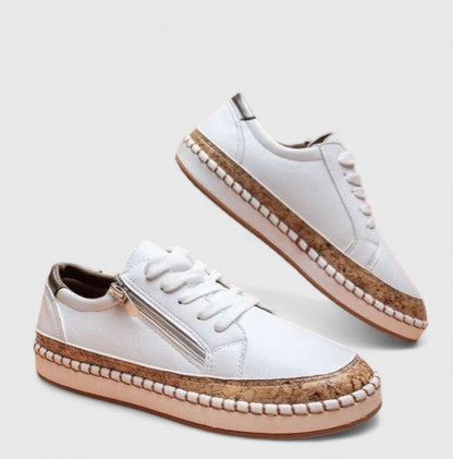 Women's Floral Sneakers Cork Sole Lace-Up Platform