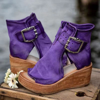 Womens Wedge Sandals Buckle Boho Style - VibreMode