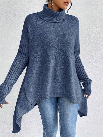 Women's Folded Turtleneck Sweater Loose Fit