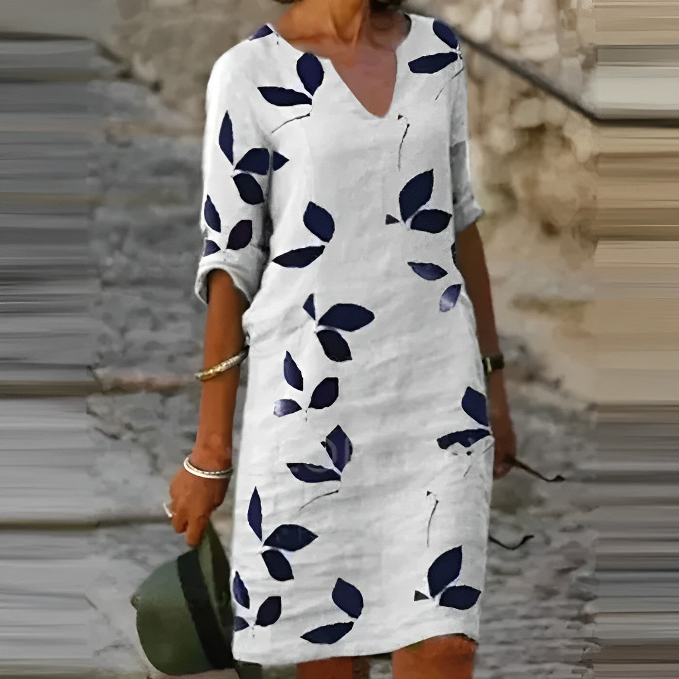 Women's Fall Leaf Dress Flowing Silhouette - VibreMode
