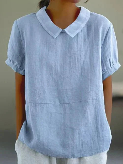 Classic Women's Short Sleeve Relaxed Fit Blouse - VibreMode