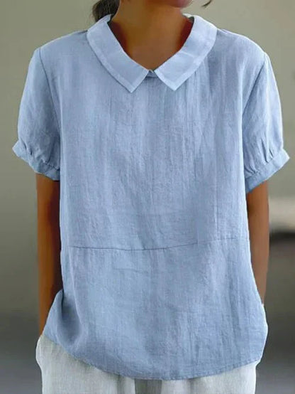 Classic Women's Short Sleeve Relaxed Fit Blouse - VibreMode