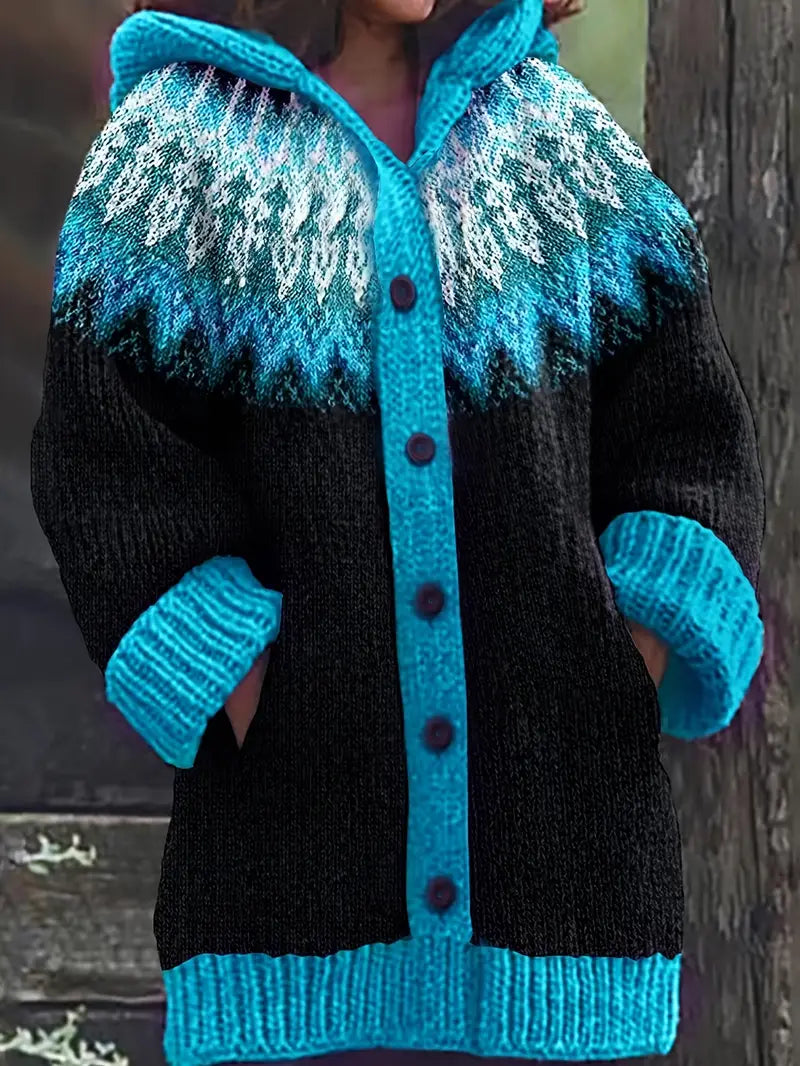 Women's Hooded Cardigan Knit Button Front - VibreMode