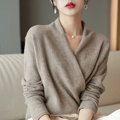 Women's Wrap Pullover V-Neck Relaxed Fit - VibreMode