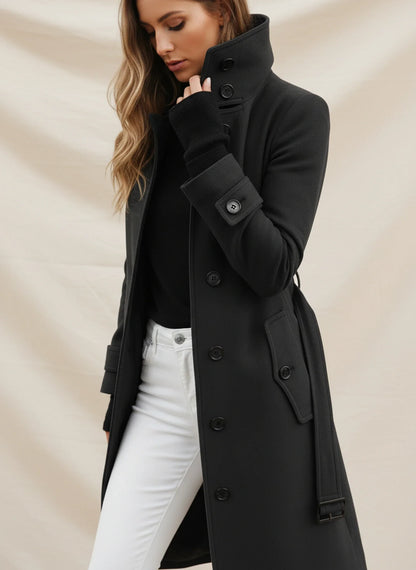 Women's Long Trench Coat Belted Waterproof - VibreMode