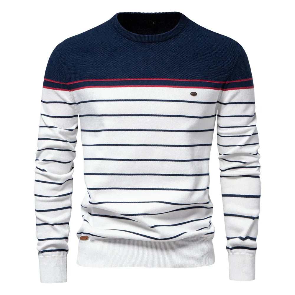 Men's Slim Fit Striped Sweater - VibreMode
