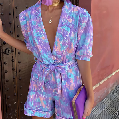 Women's Belted Two Piece Pantsuit - VibreMode