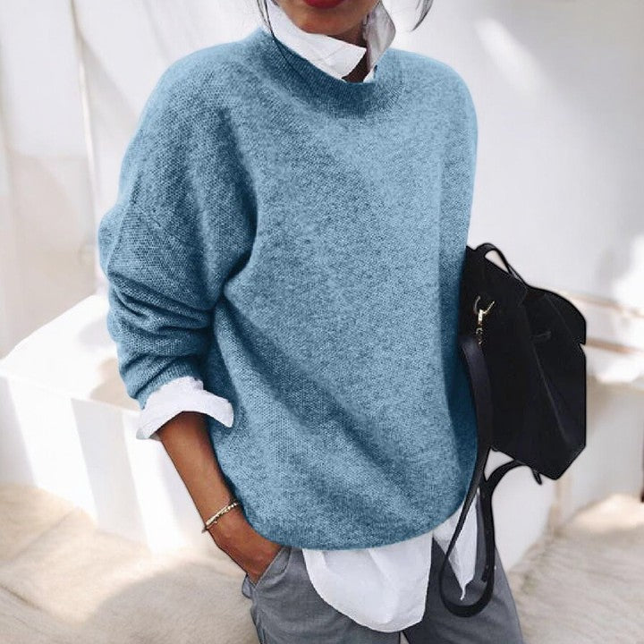 Women's Round Neck Sweater Straight Hem