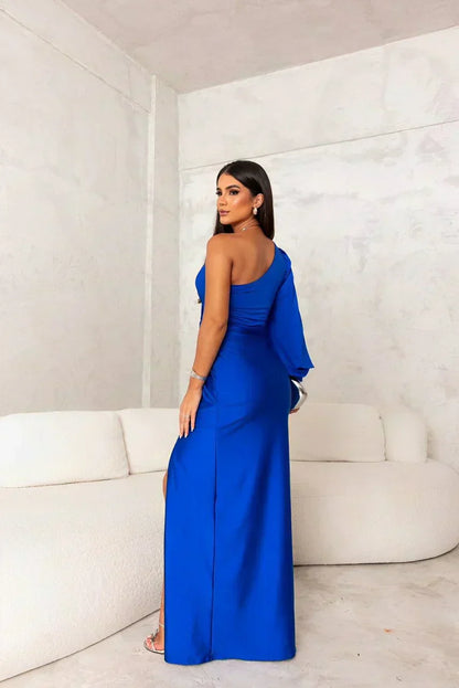Women's One-Shoulder Asymmetrical Maxi Evening Dress