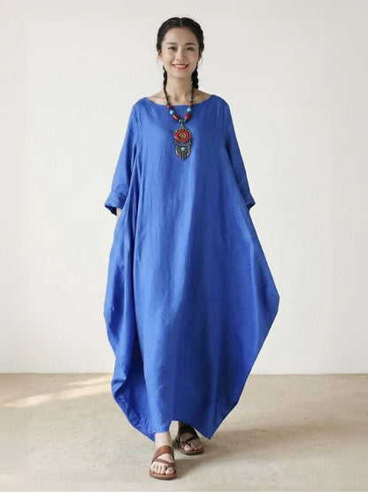 Women's Boho Maxi Dress 3/4 Sleeves Oversized - VibreMode