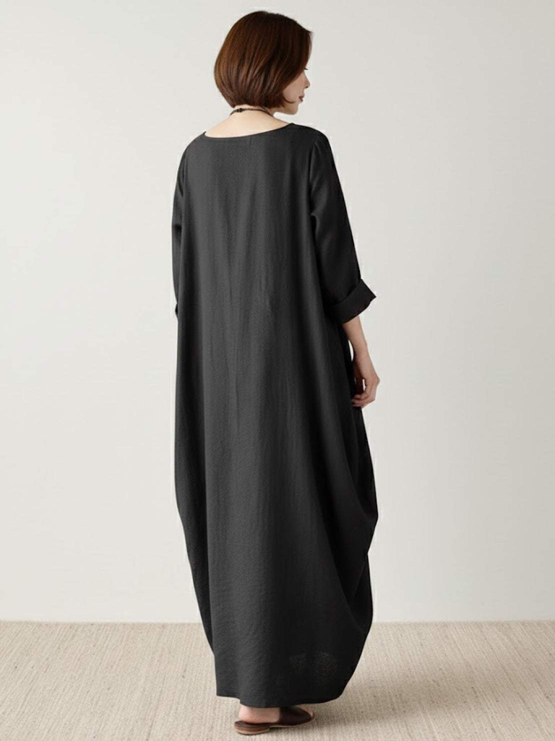 Women's Boho Maxi Dress 3/4 Sleeves Oversized