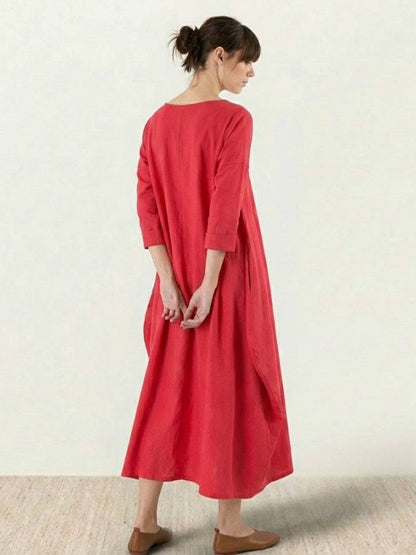 Women's Boho Maxi Dress 3/4 Sleeves Oversized