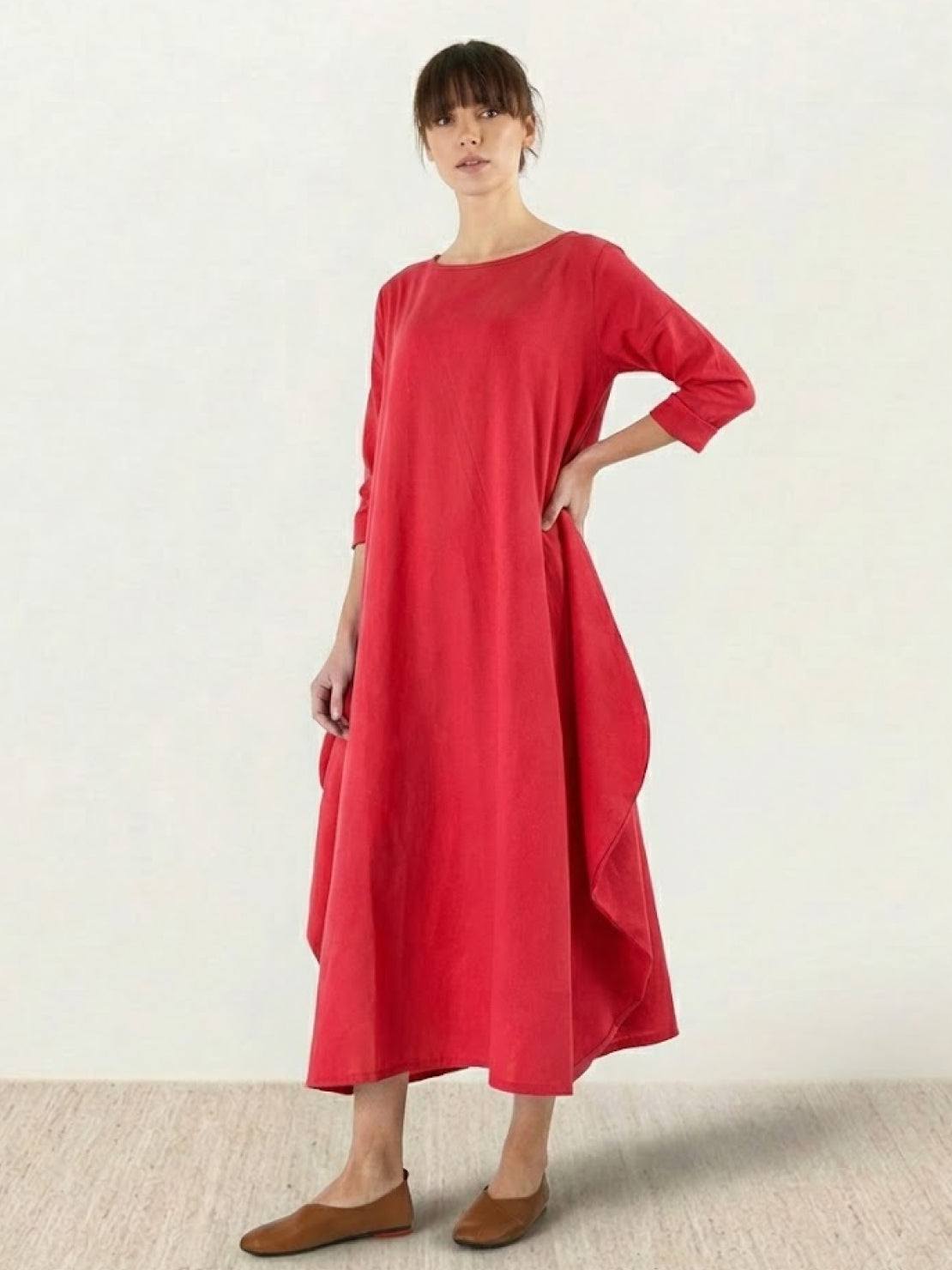 Women's Boho Maxi Dress 3/4 Sleeves Oversized
