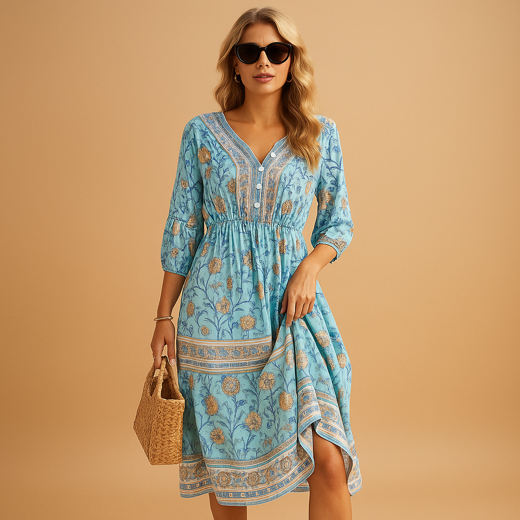 Women's Bohemian Summer Dress Relaxed Fit - VibreMode
