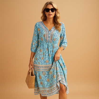 Women's Bohemian Summer Dress Relaxed Fit - VibreMode