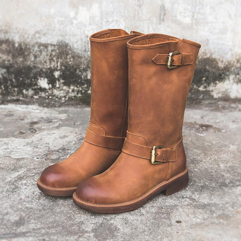 Women's Buckle Boots Comfortable Bold Style - VibreMode