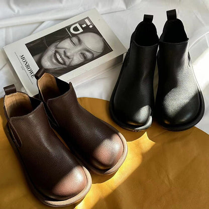 Women's Slip-On Boots Comfortable Leather Black