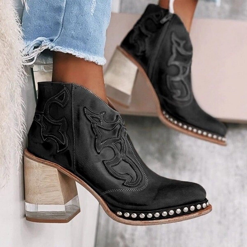 Women's Ankle Boots Block Heel Decorative Stitch