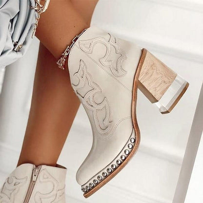 Women's Ankle Boots Block Heel Decorative Stitch