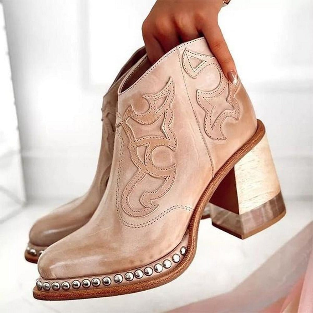 Women's Rounded Toe Boots Decorative Panel
