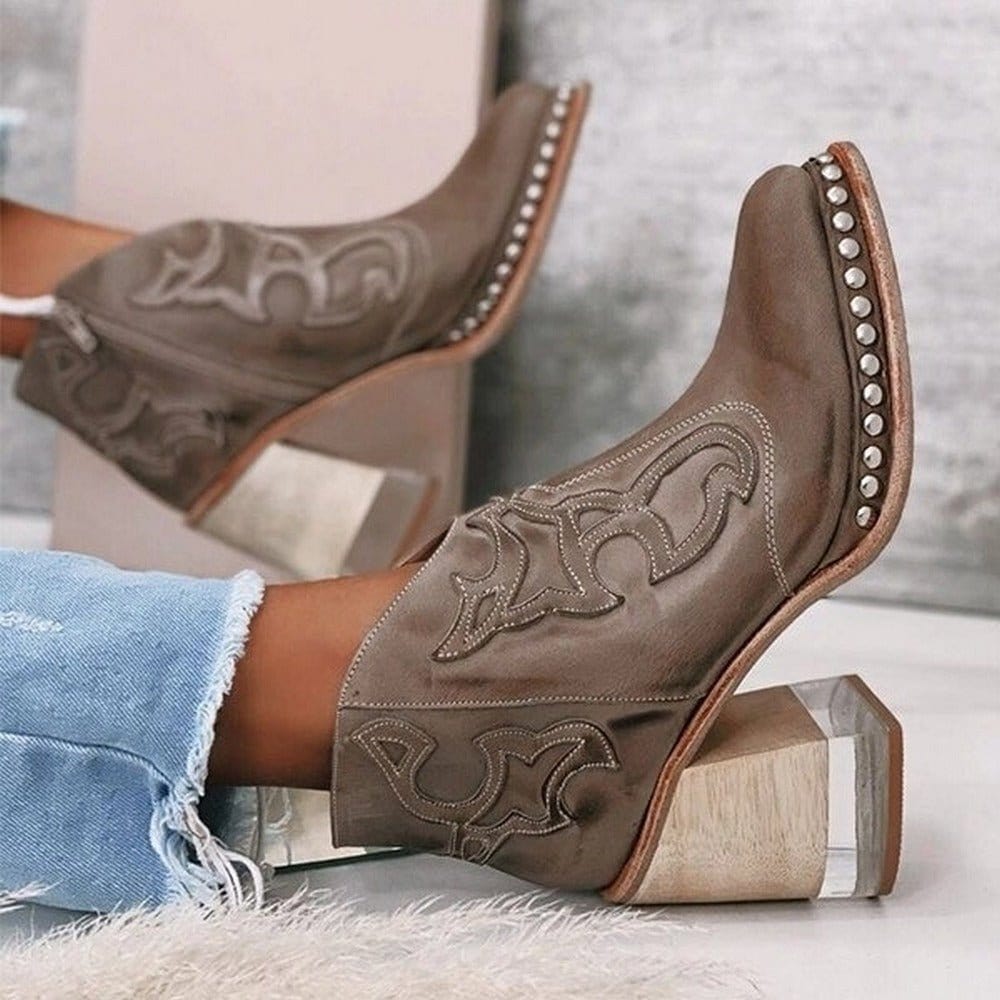 Women's Ankle Boots Block Heel Decorative Stitch