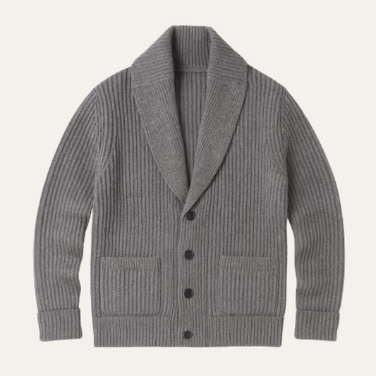 Aldercrest Men's Knitted Cardigan Chunky Button Up Shawl Collar - VibreMode