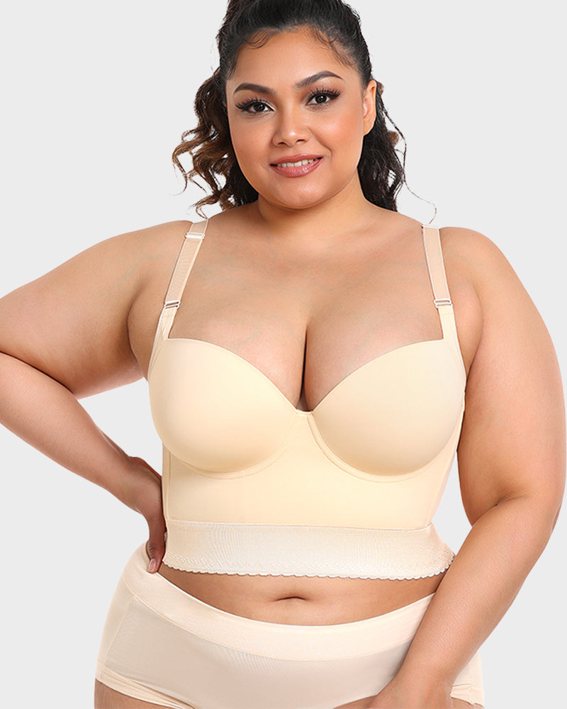 Women's Longline Push-Up Bra Built-In Shapewear