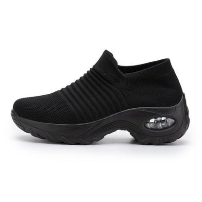 Comfortable Slip On Elastic Shoes - Black - VibreMode