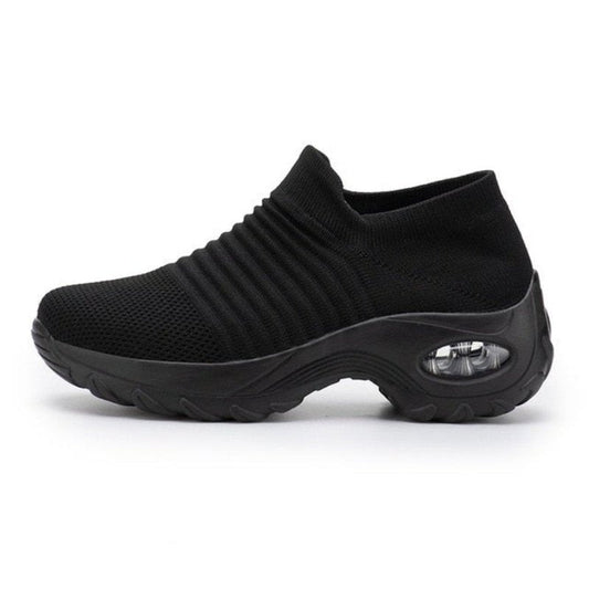 Comfortable Slip On Elastic Shoes - Black - VibreMode