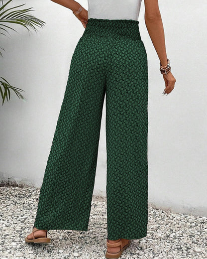 Image of Brenda | Women's High-Waisted Printed Wide Leg Trousers