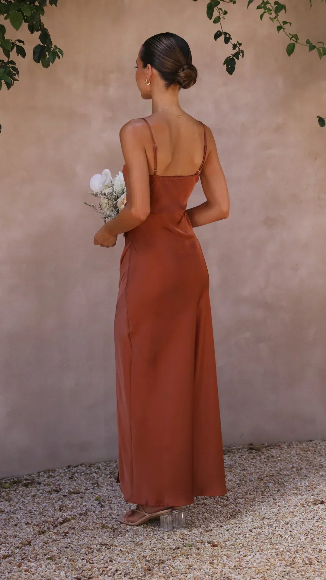 Women's Maxi Dress Square Neck Thin Straps Side Slit