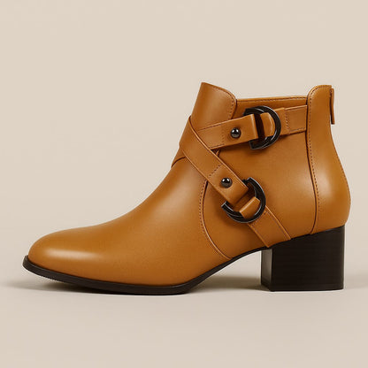 Ladies High Heel Ankle Boots with Buckle Detail