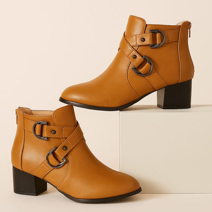 Ladies High Heel Ankle Boots with Buckle Detail