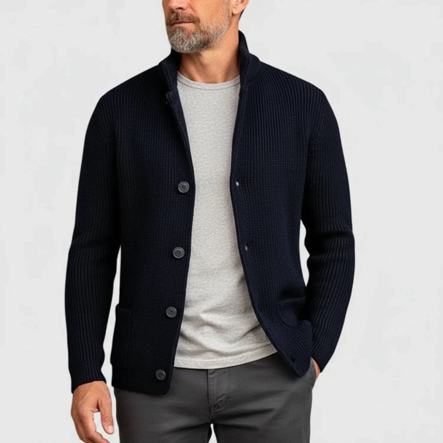 Button-Front Cardigan for Men AI replaced image