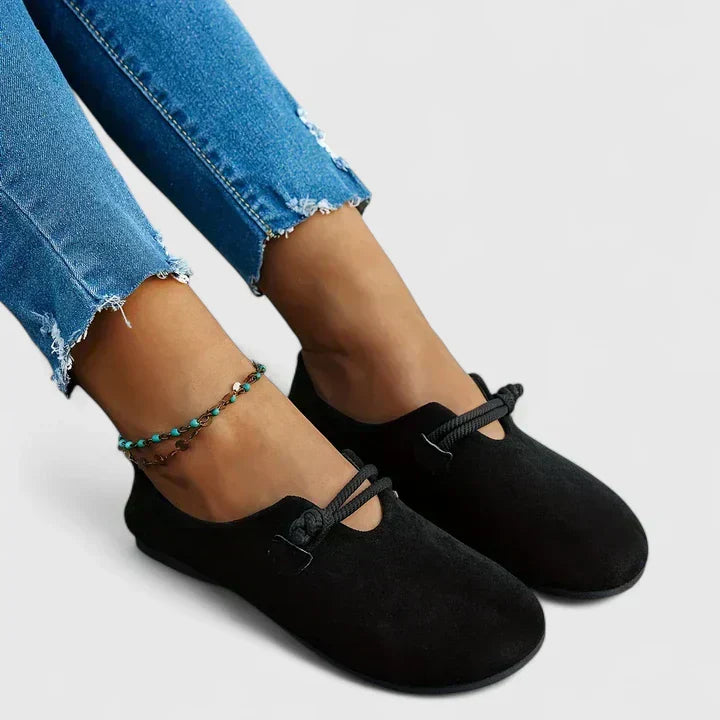 Women's Round Toe Loafers Strap Detail