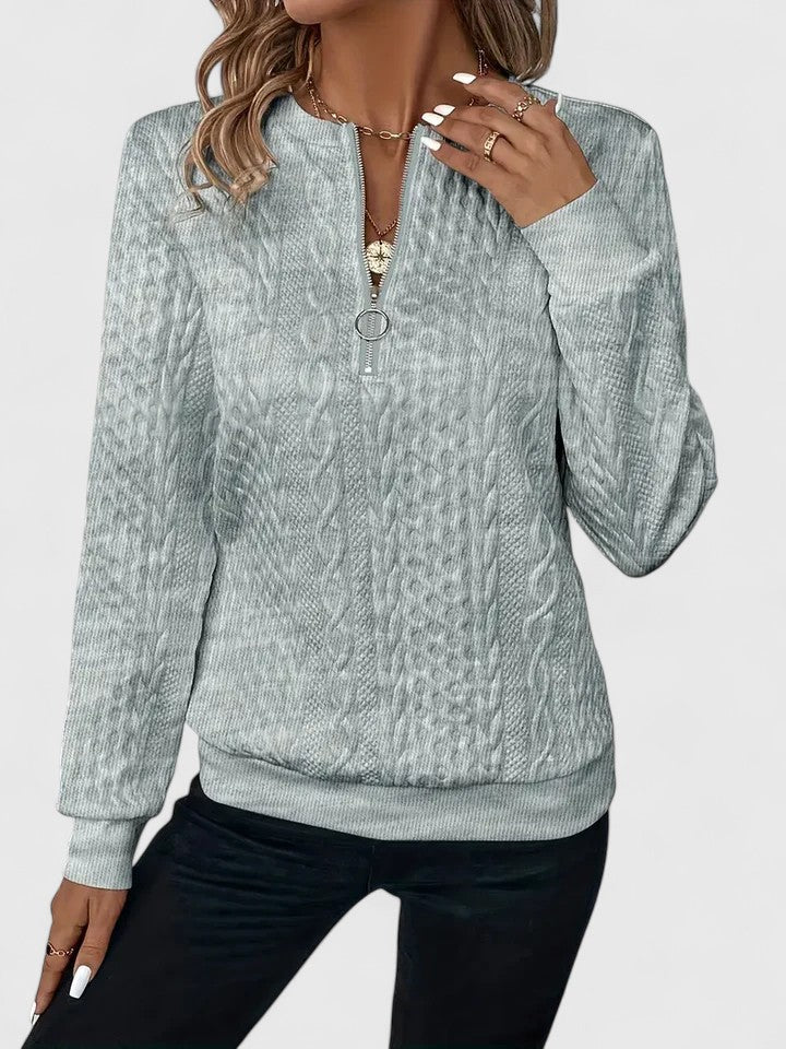 Women's Cable Knit Sweater Zip Front