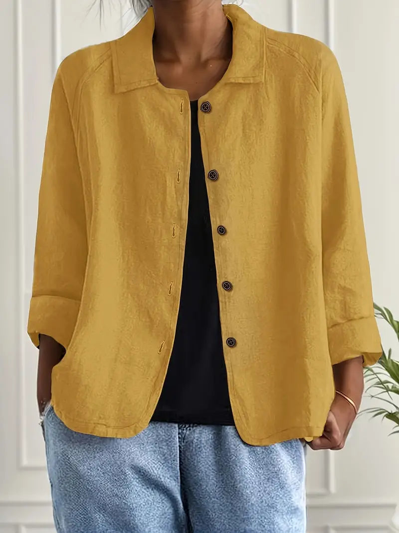 Women's Button Front Collared Blouse