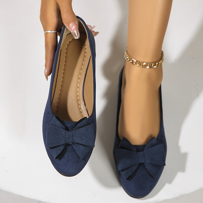 Bella Women's Ballet Flats Slip-On Round Toe Bow Detail