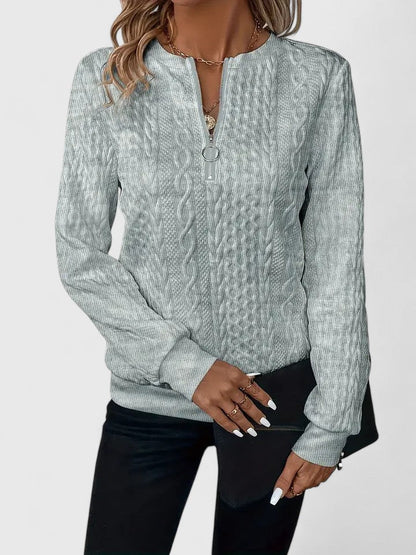 Women's Cable Knit Sweater Zip Front