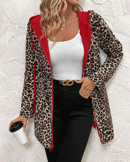 Women's Leopard Print Open Front Coat