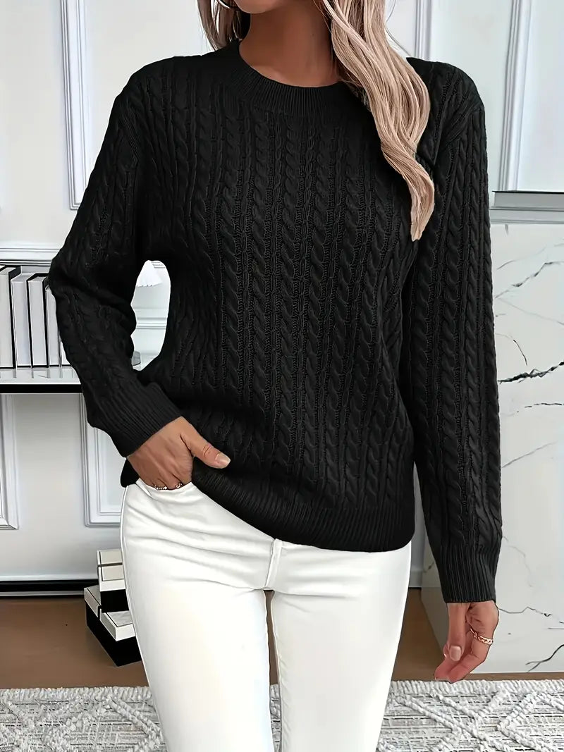 Women's Cream Cable Knit Sweater