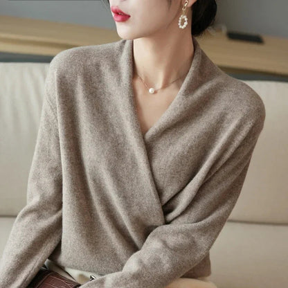 Women's Wrap Pullover V-Neck Relaxed Fit