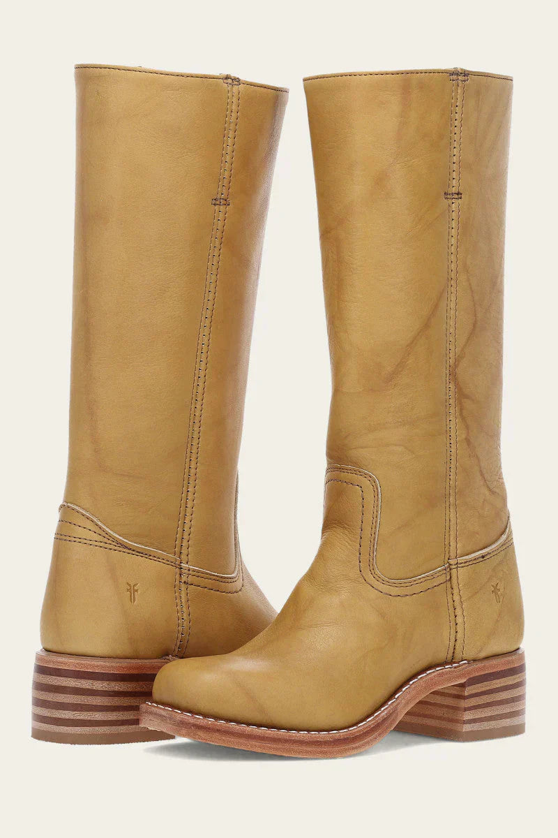 Women's Western Boots Mid Calf Leather Stitched Brown - VibreMode