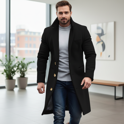 Men's Stylish Fitted Overcoat - VibreMode