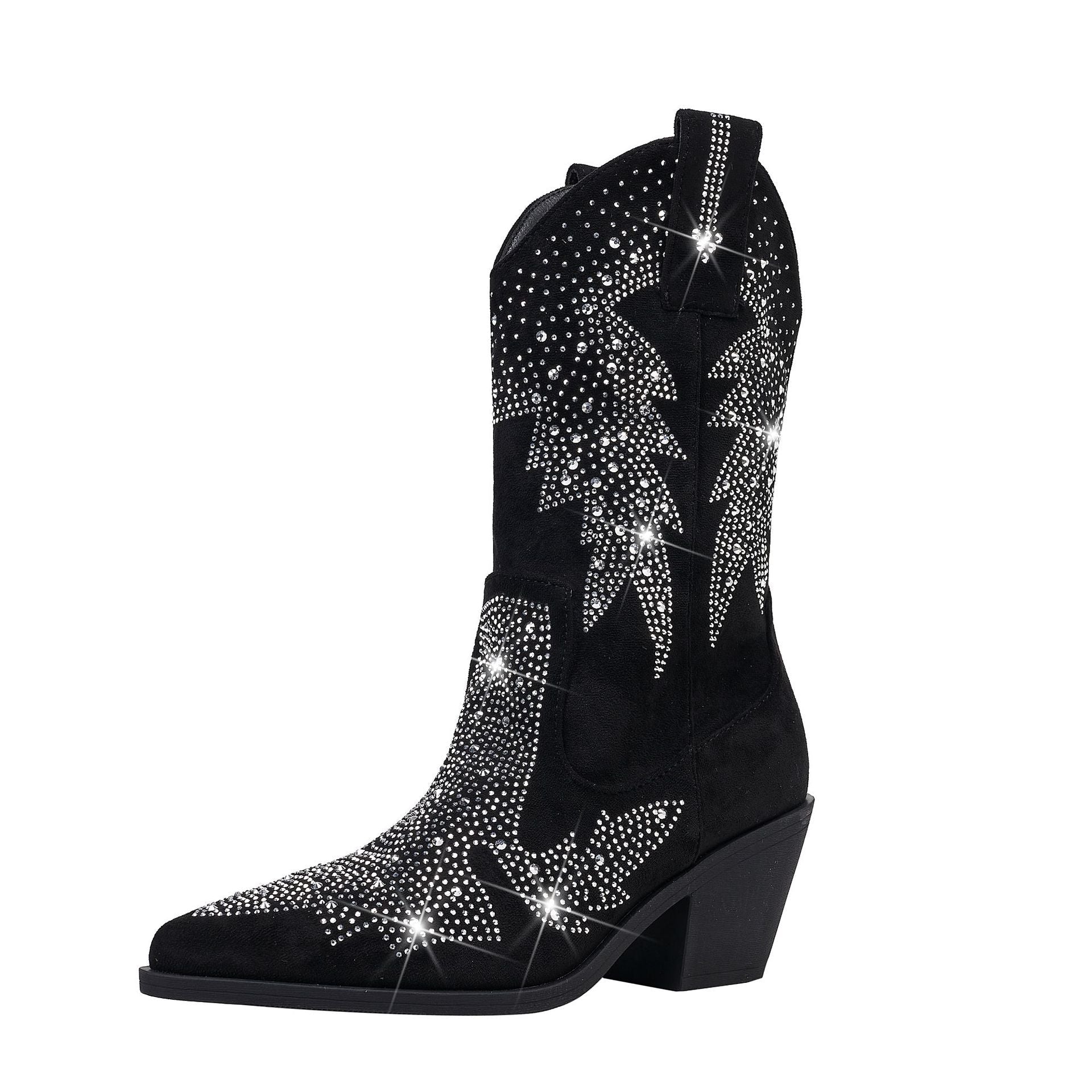 Women's Embellished Mid Calf Boots - VibreMode