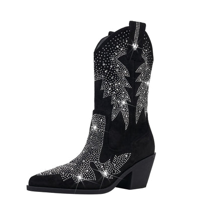 Women's Embellished Mid Calf Boots - VibreMode