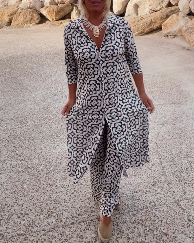Women's Printed Two Piece Pants Set - VibreMode