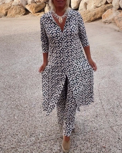 Women's Printed Two Piece Pants Set - VibreMode