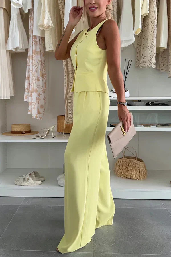 Women's Two-Piece Vest Wide Leg Pants Set