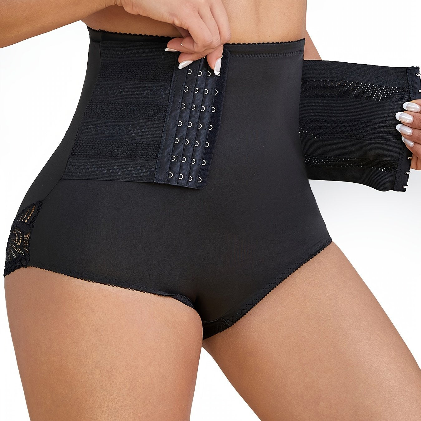 Women's High Waist Shapewear Brief With Hook Closure - VibreMode